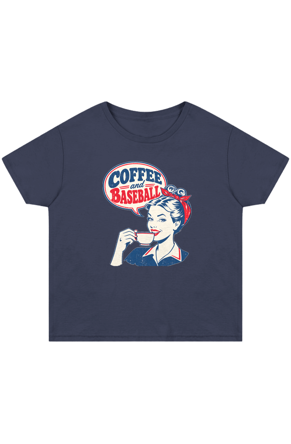 Coffee and Baseball Women's High Waisted Tee tee in NAVY BLAZER