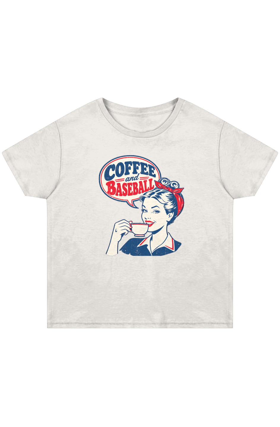 Coffee and Baseball Women's High Waisted Tee tee in VINTAGE WHITE