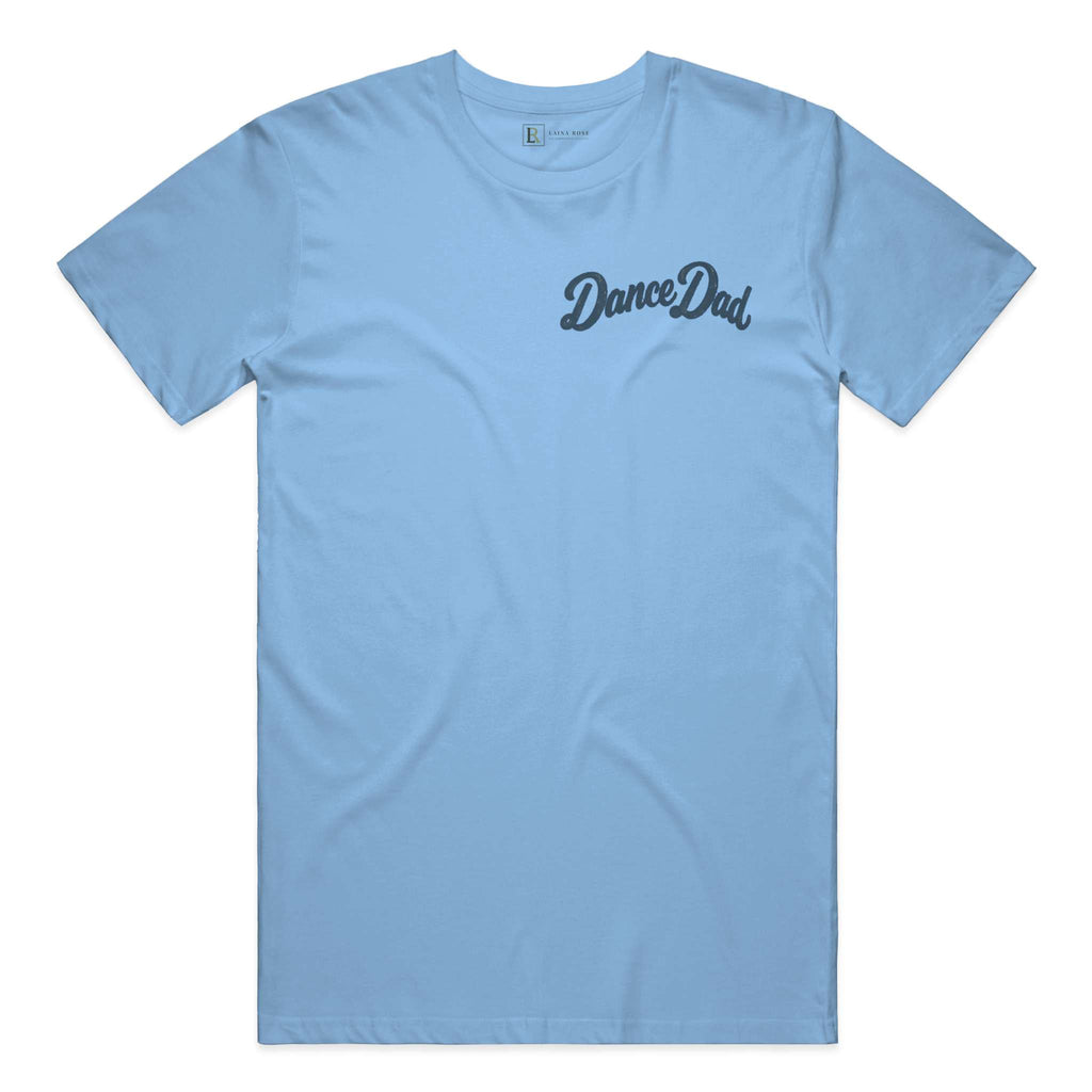 Dance Dad men's graphic T-shirt in baby blue