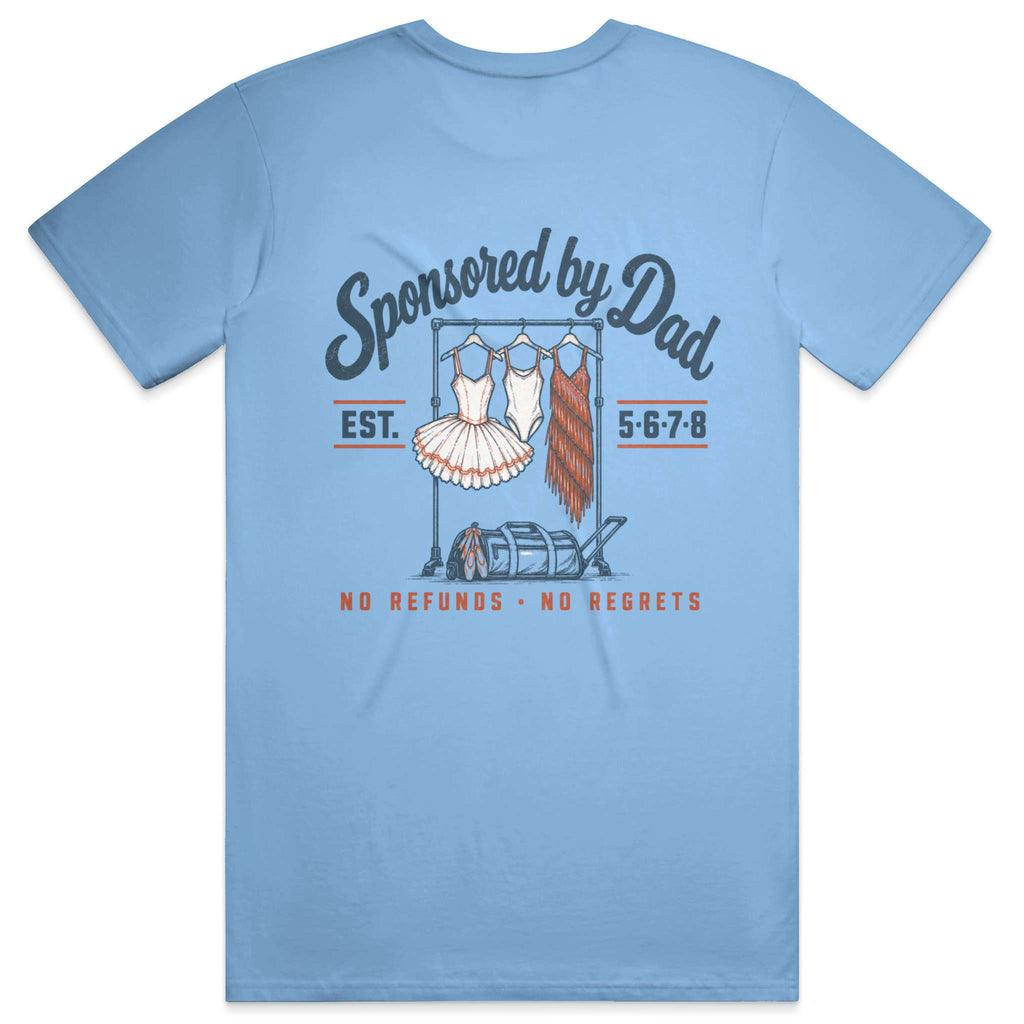 Dance Dad men's graphic T-shirt in baby blue